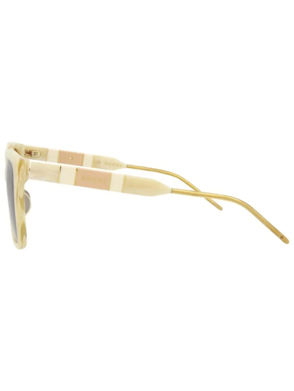 New Gucci Women's Sunglasses Square Rectangle Acetate Frame Beige Beige Brown